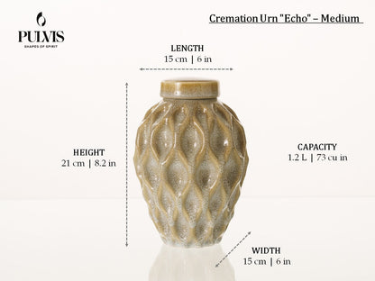 Pulvis Art Urns Medium Size Urn Cremation Urn "Echo" - 3D Printed Ceramic Urn | Medium - sizes