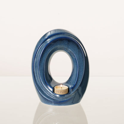 Artisan Cremation Urn for Ashes "The Passage" - Medium Urn | Blue Melange | Ceramic - Pulvis Art Urns