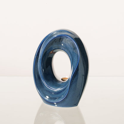 Artisan Cremation Urn for Ashes "The Passage" - Medium Urn | Blue Melange | Ceramic - Pulvis Art Urns