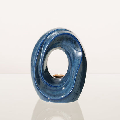 Artisan Cremation Urn for Ashes "The Passage" - Medium Urn | Blue Melange | Ceramic - Pulvis Art Urns