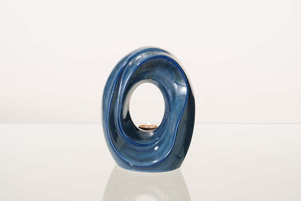 Pulvis Art Urns Medium Urn Artisan Cremation Urn for Ashes "The Passage" - Medium Urn | Blue Melange | Ceramic