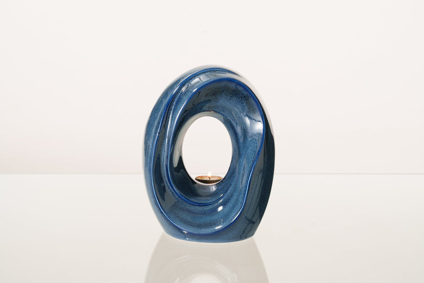 Pulvis Art Urns Medium Urn Artisan Cremation Urn for Ashes "The Passage" - Medium Urn | Blue Melange | Ceramic