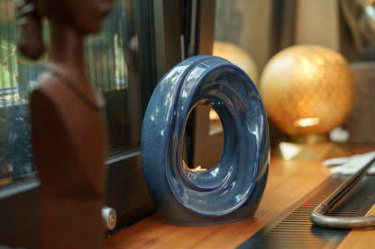 Artisan Cremation Urn for Ashes "The Passage" - Medium Urn | Blue Melange | Ceramic - Pulvis Art Urns