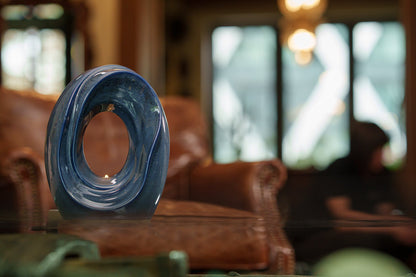 Artisan Cremation Urn for Ashes "The Passage" - Medium Urn | Blue Melange | Ceramic - Pulvis Art Urns