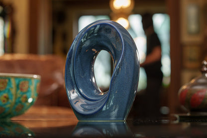 Artisan Cremation Urn for Ashes "The Passage" - Medium Urn | Blue Melange | Ceramic - Pulvis Art Urns