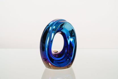 Artisan Cremation Urn for Ashes "The Passage" - Medium Urn | Glossy Blue | Ceramic - Pulvis Art Urns