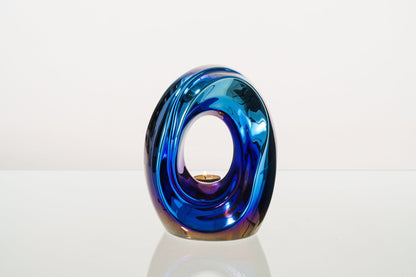 Artisan Cremation Urn for Ashes "The Passage" - Medium Urn | Glossy Blue | Ceramic - Pulvis Art Urns