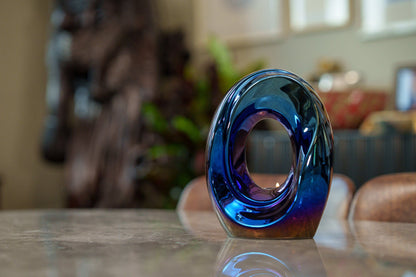 Artisan Cremation Urn for Ashes "The Passage" - Medium Urn | Glossy Blue | Ceramic - Pulvis Art Urns