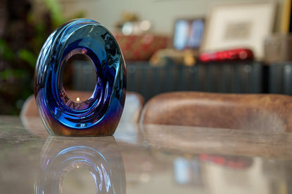 Artisan Cremation Urn for Ashes "The Passage" - Medium Urn | Glossy Blue | Ceramic - Pulvis Art Urns