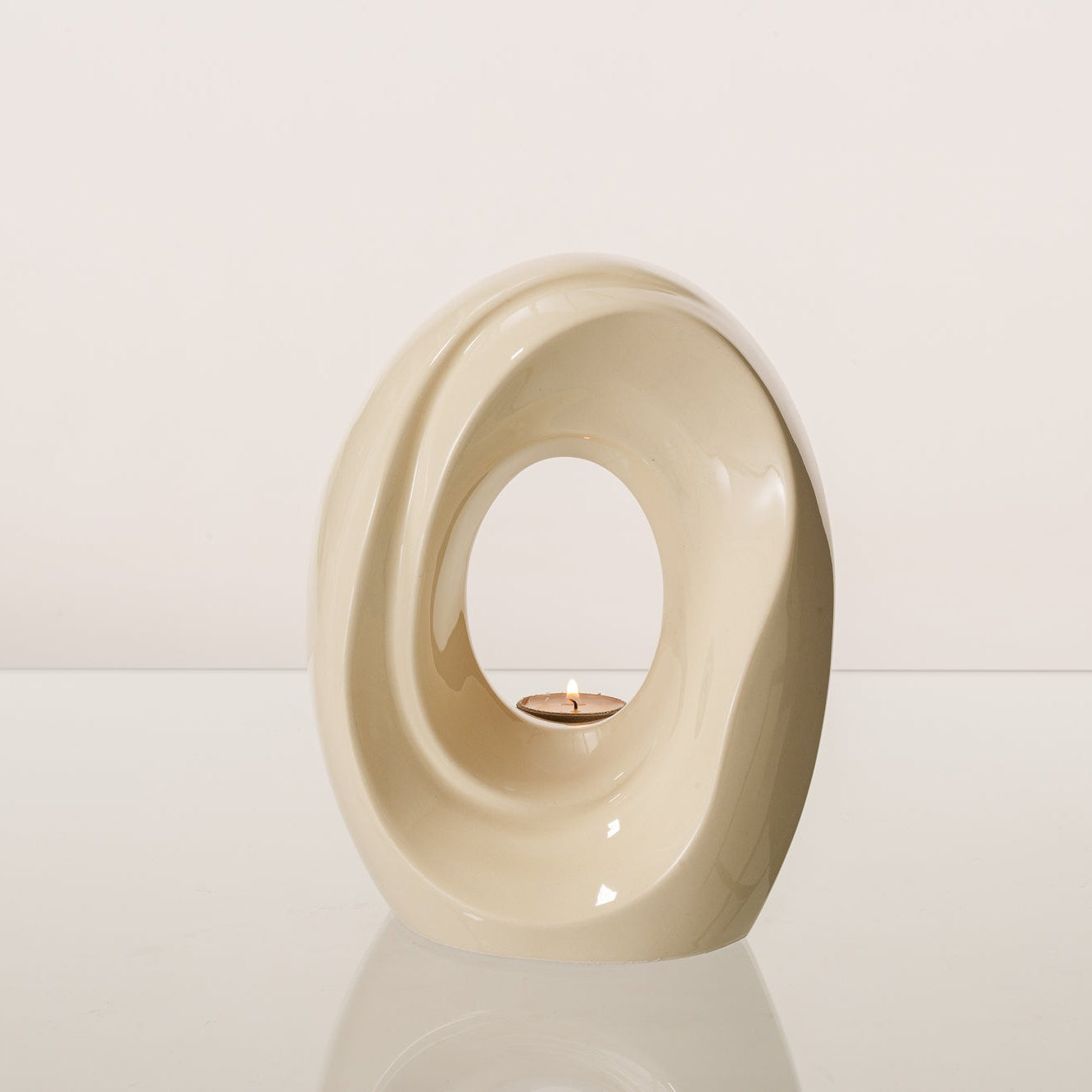 Artisan Cremation Urn for Ashes "The Passage" - Medium Urn | Off-White | Ceramic - Pulvis Art Urns