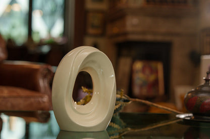Artisan Cremation Urn for Ashes "The Passage" - Medium Urn | Off-White | Ceramic - Pulvis Art Urns