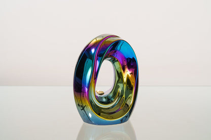 Artisan Cremation Urn for Ashes "The Passage" - Medium Urn | Rainbow Chrome | Ceramic - Pulvis Art Urns