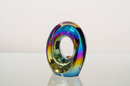 Artisan Cremation Urn for Ashes "The Passage" - Medium Urn | Rainbow Chrome | Ceramic - Pulvis Art Urns