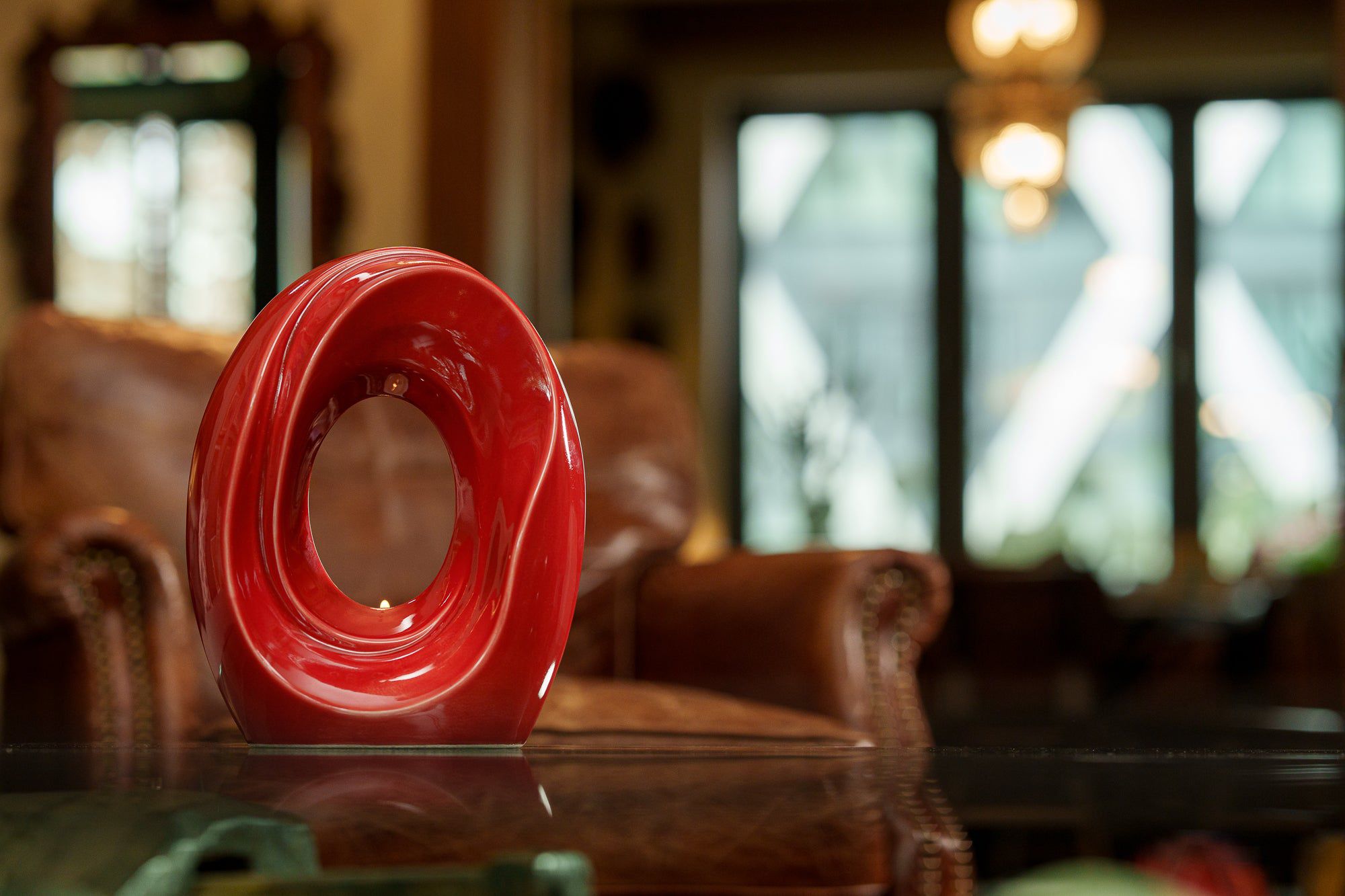 Artisan Cremation Urn for Ashes "The Passage" - Medium Urn | Red | Ceramic - Pulvis Art Urns