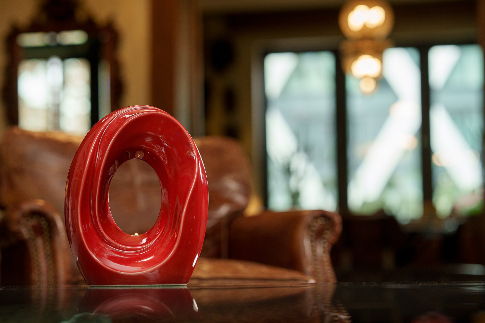 Artisan Cremation Urn for Ashes "The Passage" - Medium Urn | Red | Ceramic - Pulvis Art Urns