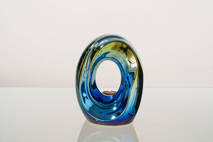 Artisan Cremation Urn for Ashes "The Passage" - Medium Urn | Shiny Yellow | Ceramic - Pulvis Art Urns