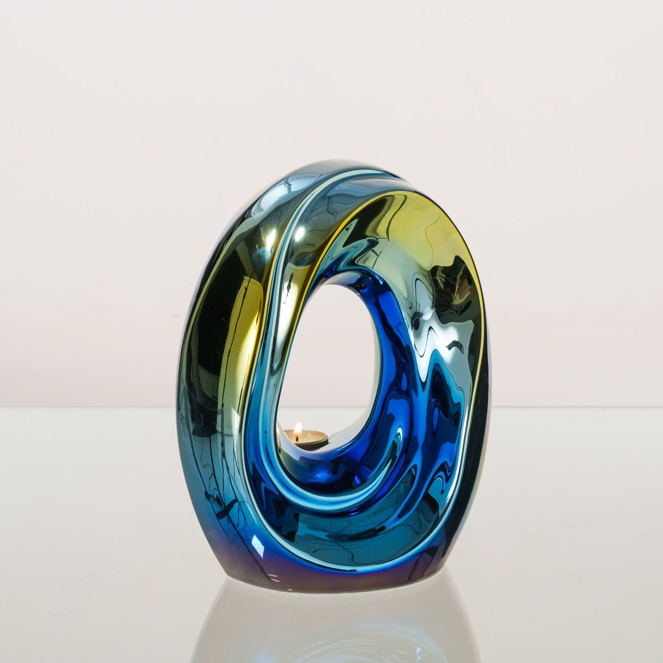 Artisan Cremation Urn for Ashes "The Passage" - Medium Urn | Shiny Yellow | Ceramic - Pulvis Art Urns