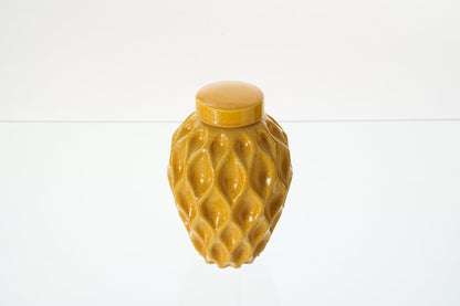 Cremation Urn "Echo" - 3D Printed Ceramic Urn | Amber Yellow | Medium - Pulvis Art Urns