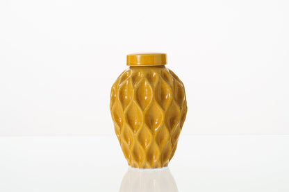 Cremation Urn "Echo" - 3D Printed Ceramic Urn | Amber Yellow | Medium - Pulvis Art Urns