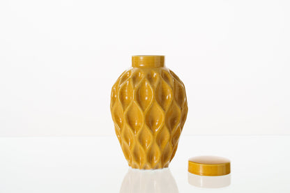 Cremation Urn "Echo" - 3D Printed Ceramic Urn | Amber Yellow | Medium - Pulvis Art Urns