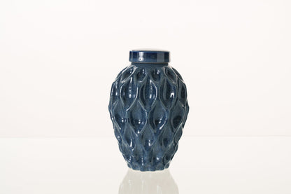 Cremation Urn "Echo" - 3D Printed Ceramic Urn | Blue Melange | Medium - Pulvis Art Urns