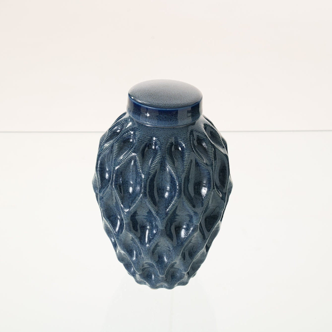Cremation Urn "Echo" - 3D Printed Ceramic Urn | Blue Melange | Medium - Pulvis Art Urns