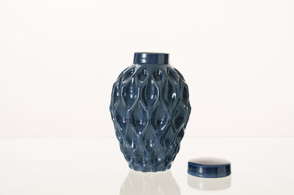 Cremation Urn "Echo" - 3D Printed Ceramic Urn | Blue Melange | Medium - Pulvis Art Urns