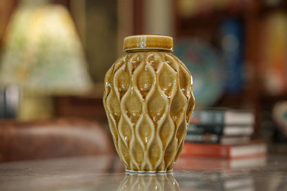 Cremation Urn "Echo" - 3D Printed Ceramic Urn | Dark Sand | Medium - Pulvis Art Urns