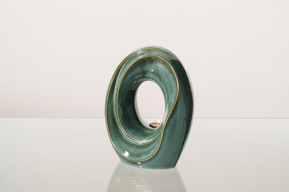 Cremation Urn for Ashes "The Passage" - Medium Urn | Oily Green Melange | Ceramic - Pulvis Art Urns