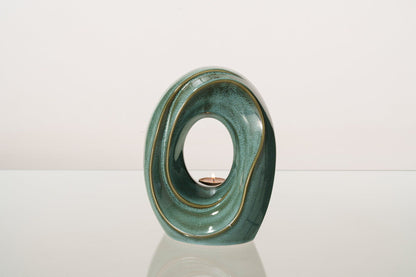 Cremation Urn for Ashes "The Passage" - Medium Urn | Oily Green Melange | Ceramic - Pulvis Art Urns