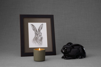 Bunny Memorial Bundle - 4 Pieces - Portrait | Urn | Nameplate Holder | Scented Candle - Pulvis Art Urns