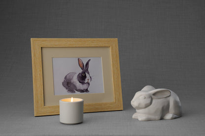 Bunny Memorial Bundle - 4 Pieces - Portrait | Urn | Nameplate Holder | Scented Candle - Pulvis Art Urns