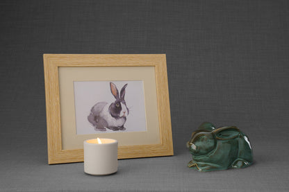 Bunny Memorial Bundle - 4 Pieces - Portrait | Urn | Nameplate Holder | Scented Candle - Pulvis Art Urns