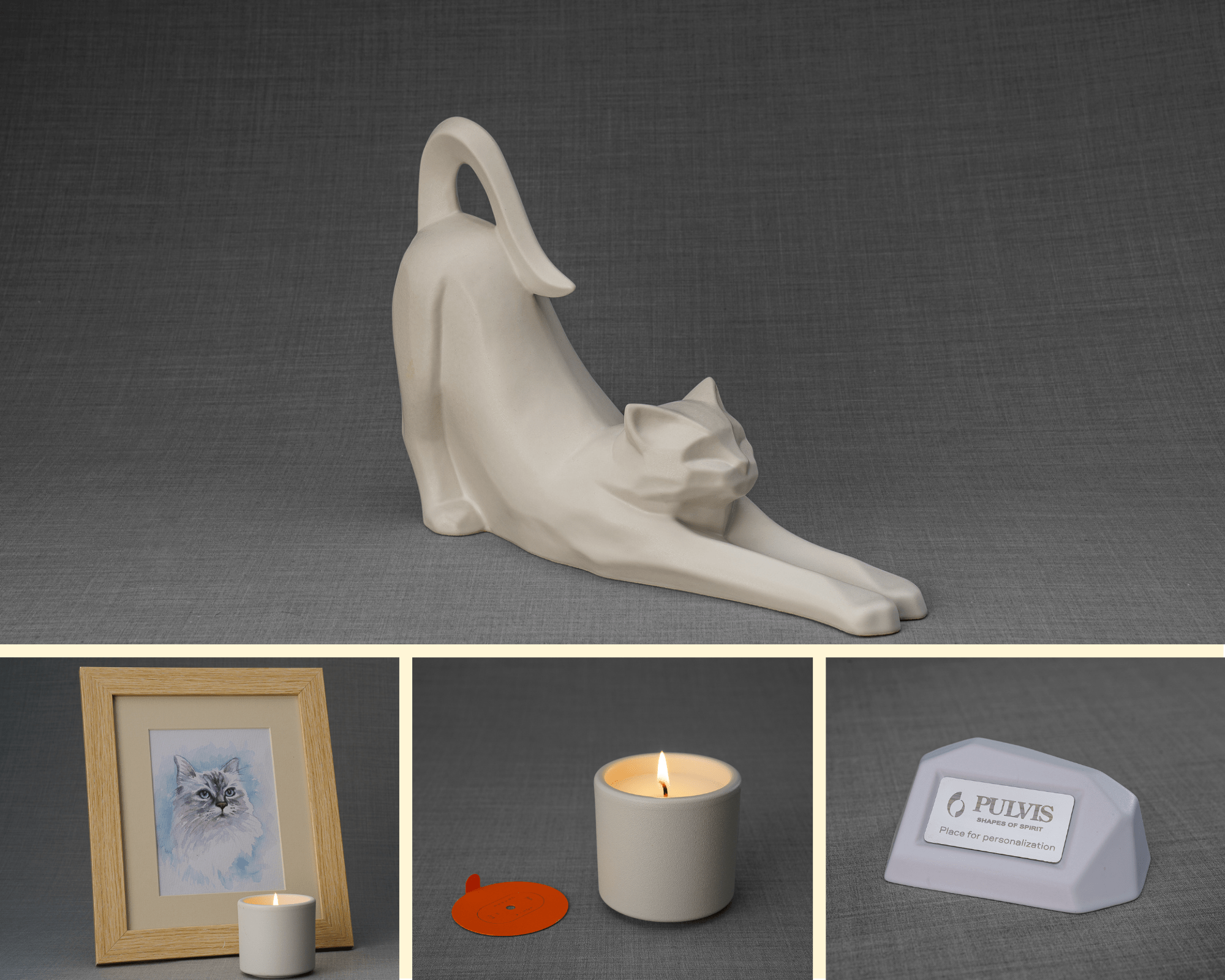 Grace Memorial Bundle - 4 Pieces - Portrait | Urn | Nameplate Holder | Scented Candle - Pulvis Art Urns