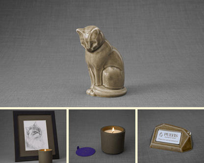 Mini Neko Bundle - 4 Pieces - Portrait | Urn | Nameplate Holder | Scented Candle - Pulvis Art Urns