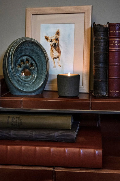 Paw Memorial Bundle - 4 Pieces - Portrait | Urn | Nameplate Holder | Scented Candle - Pulvis Art Urns