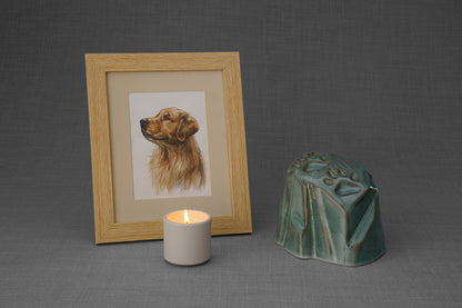 Paw Print Memorial Bundle - 4 Pieces - Portrait | Urn | Nameplate Holder | Scented Candle - Pulvis Art Urns