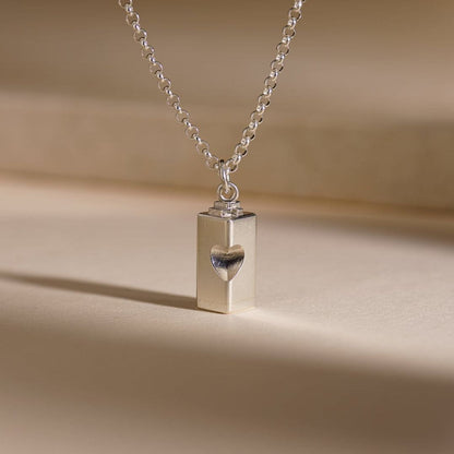 Memorial Cremation Necklace – Heart | Silver | Handmade Cremation Jewelry - Pulvis Art Urns