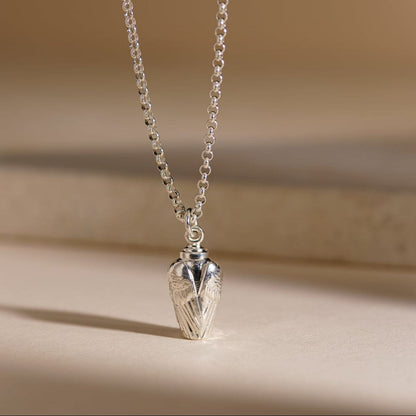 Memorial Cremation Necklace – Wings | Silver | Handmade Cremation Jewelry - Pulvis Art Urns