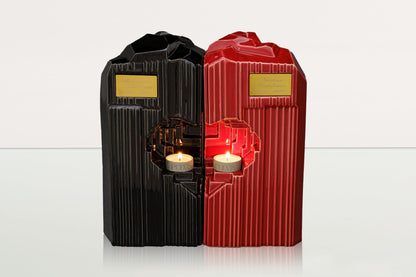 Handmade Companion Urn for Ashes "Heart" - Large | Ceramic Double Urn - Pulvis Art Urns