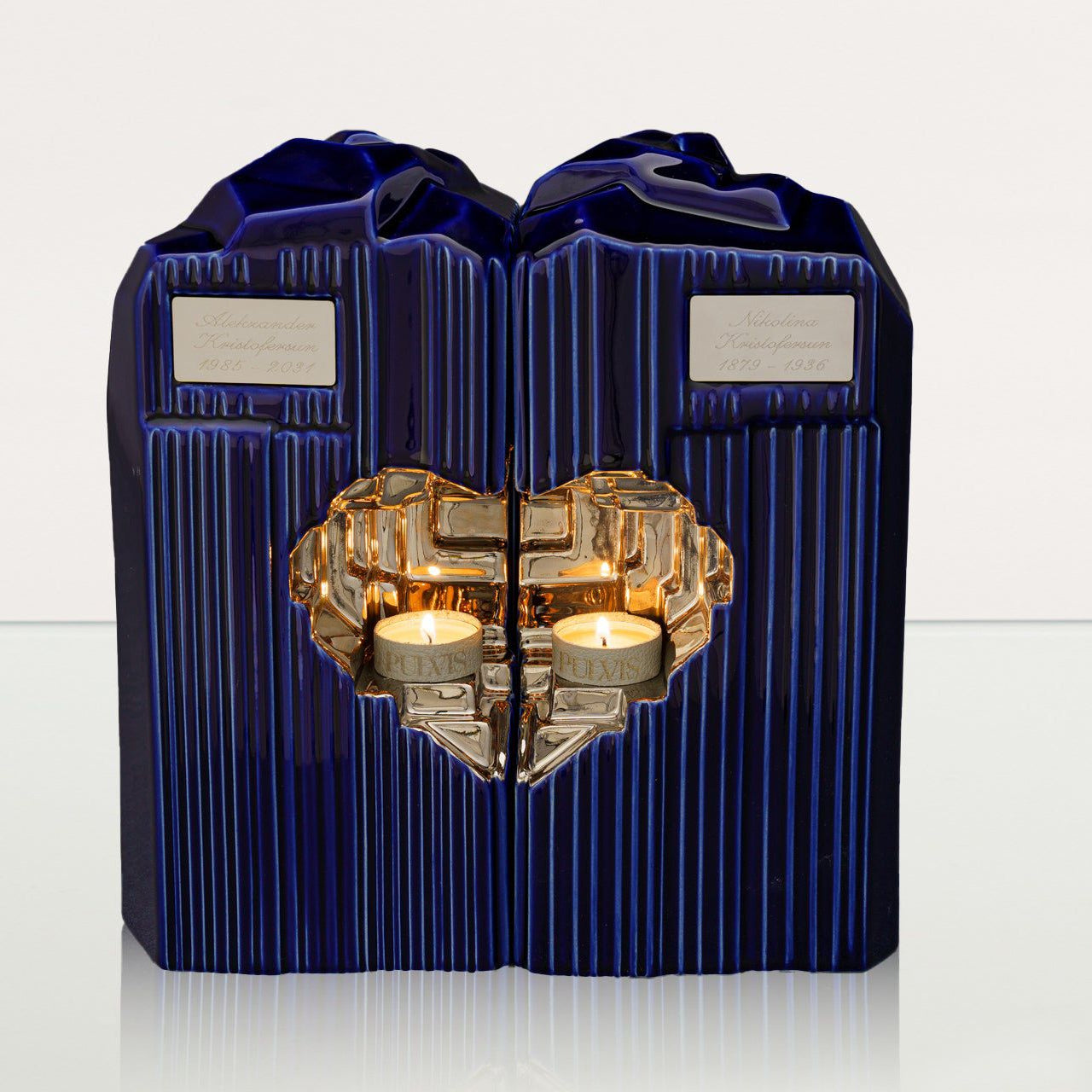 Handmade Companion Urn for Ashes "Heart" - Large | Ceramic Double Urn - Pulvis Art Urns