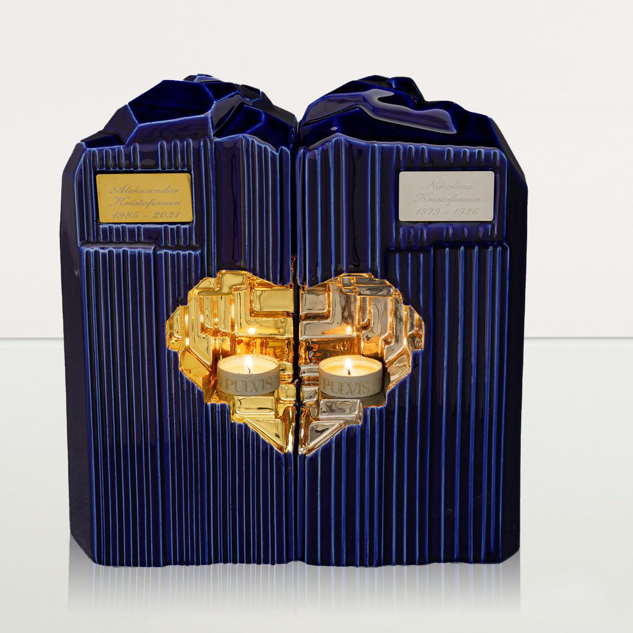 Handmade Companion Urn for Ashes "Heart" - Large | Ceramic Double Urn - Pulvis Art Urns