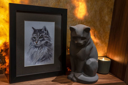 Neko Memorial Bundle - 4 Pieces - Portrait | Urn | Nameplate Holder | Scented Candle - Pulvis Art Urns