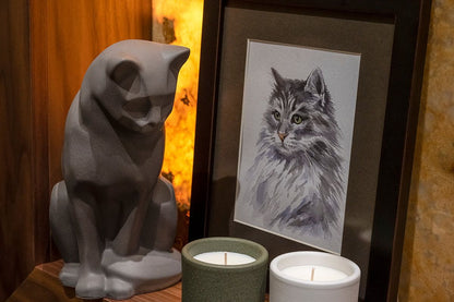 Neko Memorial Bundle - 4 Pieces - Portrait | Urn | Nameplate Holder | Scented Candle - Pulvis Art Urns