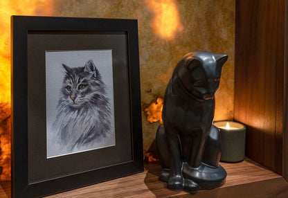 Neko Memorial Bundle - 4 Pieces - Portrait | Urn | Nameplate Holder | Scented Candle - Pulvis Art Urns