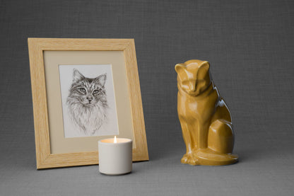 Neko Memorial Bundle - 4 Pieces - Portrait | Urn | Nameplate Holder | Scented Candle - Pulvis Art Urns