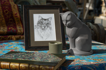 Neko Memorial Bundle - 4 Pieces - Portrait | Urn | Nameplate Holder | Scented Candle - Pulvis Art Urns