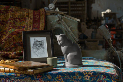 Neko Memorial Bundle - 4 Pieces - Portrait | Urn | Nameplate Holder | Scented Candle - Pulvis Art Urns