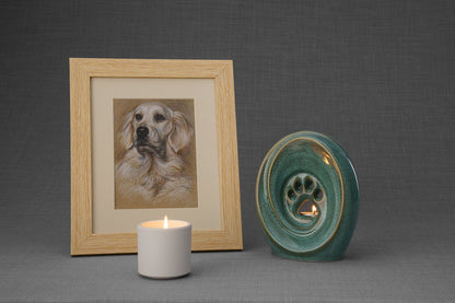 Paw Memorial Bundle - 4 Pieces - Portrait | Urn | Nameplate Holder | Scented Candle - Pulvis Art Urns