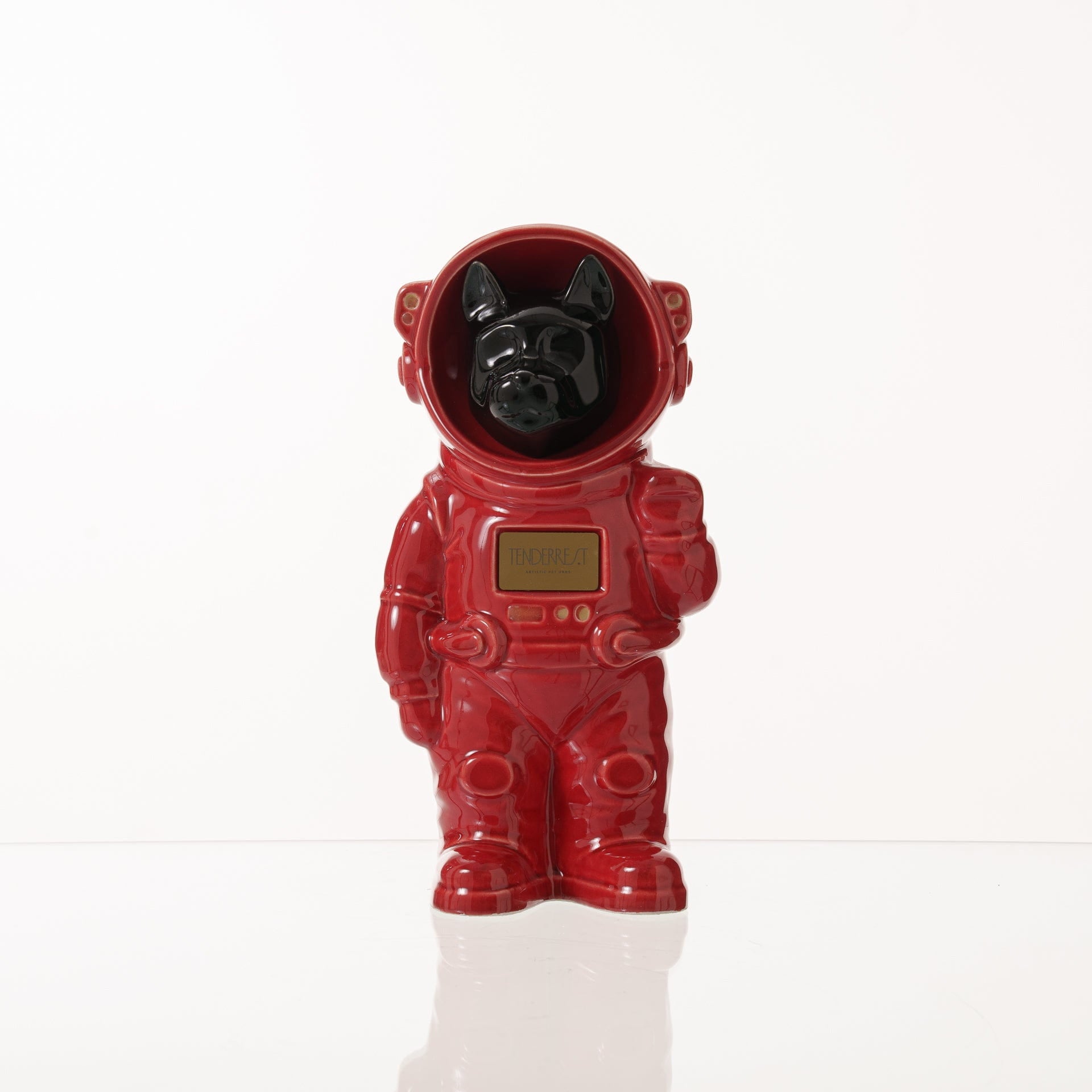 Pulvis Art Urns Pet Cremation Urn Red / Black / Yes (+$50) Customizable Pet Cremation Urn - Dog | Ceramic Handmade Figure